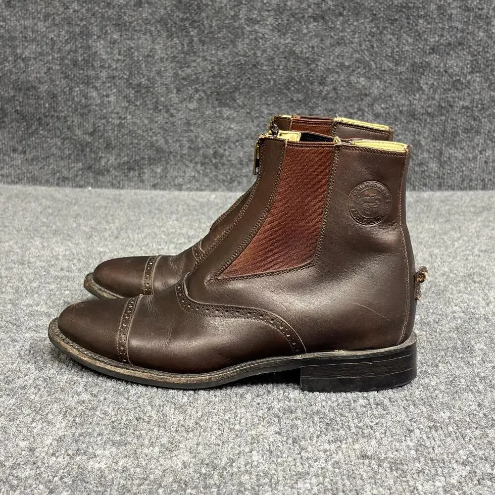 Vintage J.A. Hadfield Chelsea Paddock Boots Mens Size 4.5 Brown Leather Zip 1995